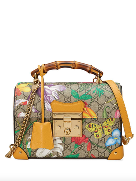 shoulder bag with Flora print and GG pattern